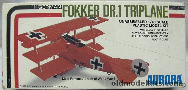 Aurora 1/48 Fokker DR-1 Triplane - Marfred von Richthofen Or Unknown Pilot From Jasta 26, 750 plastic model kit